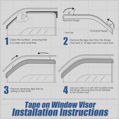 Auto Dynasty 4Pcs Tape-On Window Visor Rain Guard Compatible with 2014-2020 Nissan Rogue, Rain Shields Vent Shade Wind Deflector, Acrylic - size: 14-20 Nissan Rogue