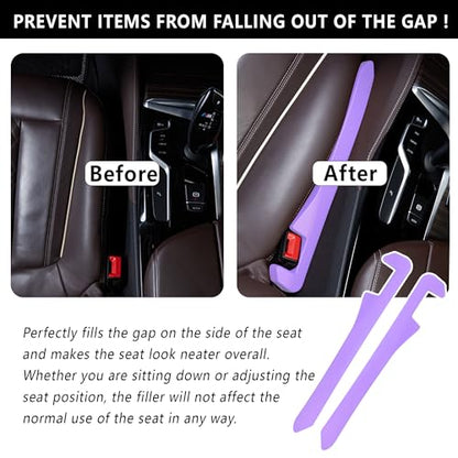 Junecarp Car Seat Gap Filler 2 Pack,Car Gap Filler Organizer to Impede Items from Dropping,Essential Interior Car Accessories Seat Gap Plug (Purple) - color: Purple/2pcs