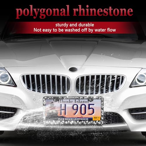 OKLPF Rhinestone Bling License Plate Frames for Women - Sparkle with Glitter Crystals & Diamond Bedazzled License Plate Cover, Fits Standard US Plates, Comes with Anti-Theft Screws & Gift Box(Black) - color: Black, size: 2pc