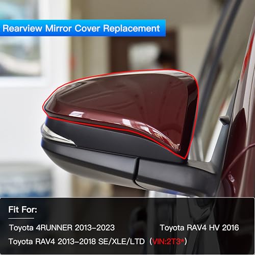 Left Driver Side Mirror Cover Cap Compatible with Toyota Rav4 2013-2018 XLE/SE/LTD, 4RUNNER 2013-2023,RAV4 HV 2016 Diamond Red - color: Diamond Red, size: Left Driver Side