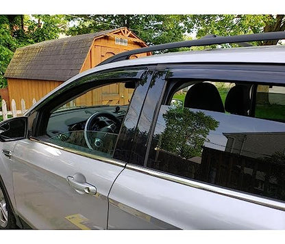 Original Shatterproof 4pcs Window Shade, Outside Mount Tape-On Rain Guards Set, Side Window Visors Vent Deflectors Compatible with 2013-2019 Ford Escape 94383 - size: For 2013-2019 Ford Escape