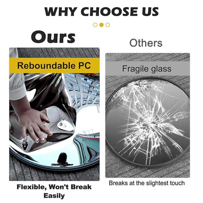 24 Inch Convex Security Mirror, Wall Mounted Wide Angle Safety Mirror for Blind Spot, Adjustable Shatterproof Driveway & Garage Mirror (Black) - size: 24" Wall mounted