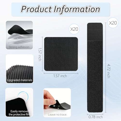 Cable Management Under Desk, Znben Detachable Cable Straps Heavy Duty Hook and Loop Cable Ties Reusable 20 Pack