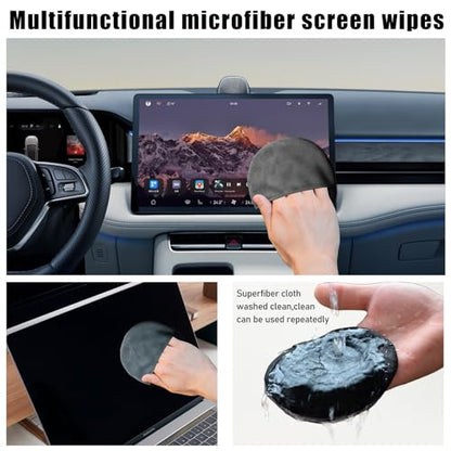 Ohleats Car Screen Cleaner, Microfiber Auto Screen Cleaning Pad, Foldable Touch Screen Cleaner Cloth for Vehicle Dashboard LCD Display, Interior Car Accessories - color: Round,1Pcs