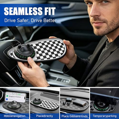 Mobile Phone Bracket Anti-Slip Mat,Multifunction Car Dashboard Mat with Temporary Parking Number,360° Rotating Adjustable Phone Holder,Universal Fit Anti-Slip Mat (Black & Gray) - color: Black & Gray