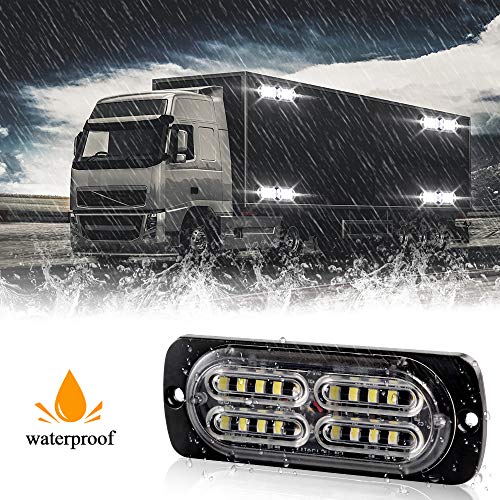 Teguangmei 12-24V 20-LED Super Bright Emergency Strobe Warning Caution Hazard Construction Waterproof Flashing Strobe LED Light Bar Surface Mount for Car Truck SUV Van (White) - color: White