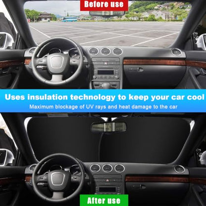 Ziciner 2 PCS Car Windshield Sun Shade, Auto Sun Heat and UV Rays Blocker, 24"×29" Foldable Automotive Front Window Sunshade Protector, Universal Vehicle Interior Accessories (Silver-S) - color: Silver-S (24×29 inches)