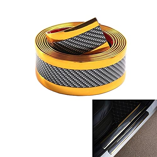 Universal Carbon Fibre Car Door Entry Guards Protector, Flexible Self-Adhesive Car Door Sill Sticker for Car SUV Truck Door Entry Guards (Gold, 3×250cm / 1.2×98.4" (W×L)) - color: Gold, size: 1.2 × 98.4 in (W×L)