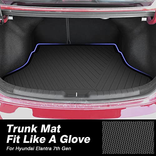 KUST Trunk Cargo Mat for Hyundai Elantra 2021-2025 2026, TPE Rubber Cargo Liner Rear Trunk Liner for Elantra Accessories All Weather Protection High Side - size: For 2021-2026 Elantra | Trunk Mat