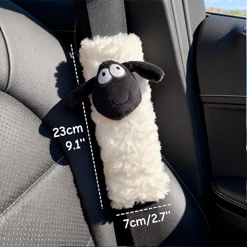 2 PCS Seat Belt Cover Pad, Cute Kawaii Sheep Seatbelt Covers for Kids, Winter Plush Fluffy Soft Seat Belt Cover, Seatbelt Cushion,Car Seat Strap Pads (H-Sheep) - color: H-Sheep