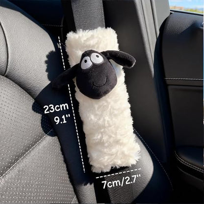 2 PCS Seat Belt Cover Pad, Cute Kawaii Sheep Seatbelt Covers for Kids, Winter Plush Fluffy Soft Seat Belt Cover, Seatbelt Cushion,Car Seat Strap Pads (H-Sheep) - color: H-Sheep