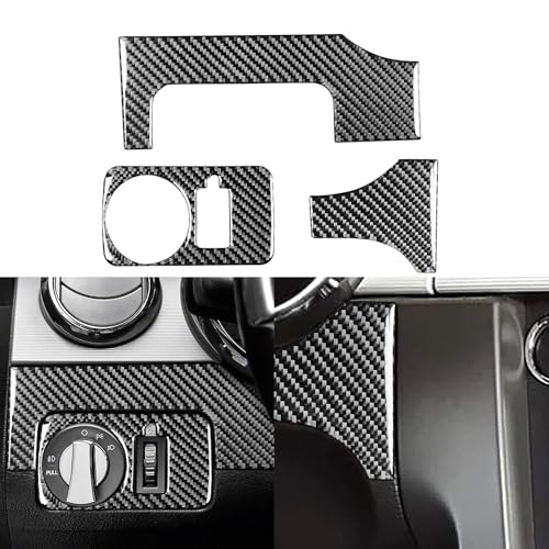 Car Interior Decals Headlight Switch Panel Cover Carbon Fiber Accessories Trim Sticker Compatible with Ford Mustang GT Shelby 2005 2006 2007 2008 2009 3PCS - color: Headlight Panel-black