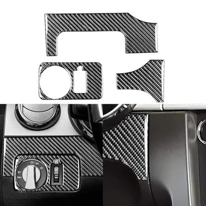Car Interior Decals Headlight Switch Panel Cover Carbon Fiber Accessories Trim Sticker Compatible with Ford Mustang GT Shelby 2005 2006 2007 2008 2009 3PCS - color: Headlight Panel-black