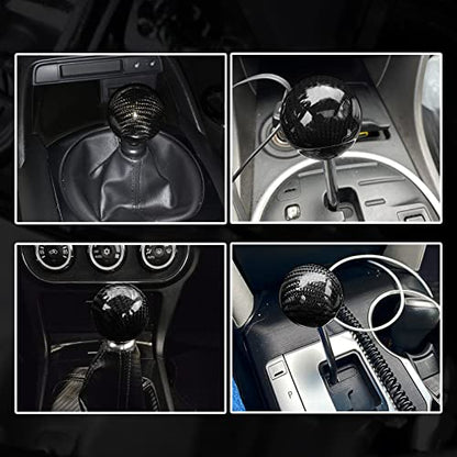 Carbon Fiber Shift Knob Gear,Universal Carbon Fiber Style Round Ball Shift Knob with 3 Adapter,Fit for Manual Car (Black) - color: Carbon Fiber(Black)