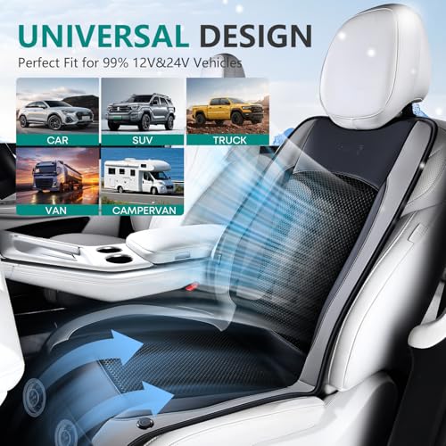 FLORICH Cooling Car Seat Cover Front Seat, 12V-24V Ventilated Seat Cushion, Cooling Car Seat Cushion with 2 Powerful Turbo Fans 3-Speed Adjustable for Summer Driving, Universal Fit for Car SUV Truck - color: Gray
