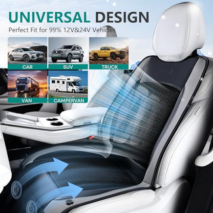 FLORICH Cooling Car Seat Cover Front Seat, 12V-24V Ventilated Seat Cushion, Cooling Car Seat Cushion with 2 Powerful Turbo Fans 3-Speed Adjustable for Summer Driving, Universal Fit for Car SUV Truck - color: Gray