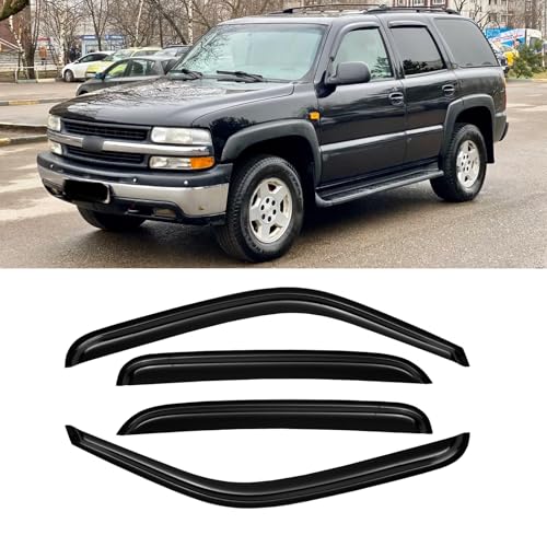Window Visors for 2000-2006 Chevrolet(Chevy) Tahoe & GMC Yukon (Not fit Yukon XL), Rain Guards Shields Vent Deflector Shade Dark Smoke 2002-2006 Cadillac Escalade, Tape-On, 4PCS - style: For 2000-2006 | Chevy Tahoe/ GMC Yukon | Out-Channel