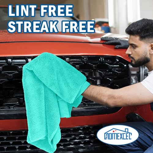 HOMEXCEL Professional Large Microfiber Car Drying Towels 2 Pack, Lint Free, Scratch Free, Highly Absorbent Drying Towel for Cars, SUVs, RVs, Trucks, and Boats,31" x 24",Green - color: Green