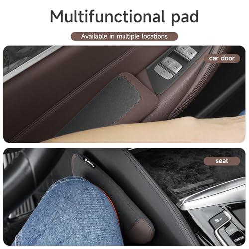 Alcantane Elbow Rest: Memory Foam Support for Car Legs and Knee, Anti-Fatigue - color: Brown left hand pad