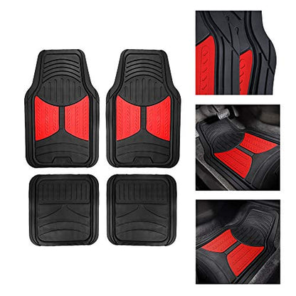FH Group Full Set Trimmable Rubber Floor Mats, Monster Eyes (Red) - Universal Fit for Cars Trucks and SUVs - color: Red, style: Floor Mat Set