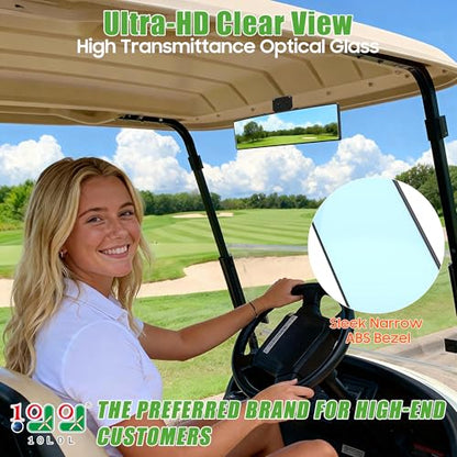 10L0L Wide View Mirror for EZGO, Golf Cart, Yamaha Universal Golf Car Mirror (Anti-Glare Blue Tinted) - style: Anti-Glare Blue Tinted
