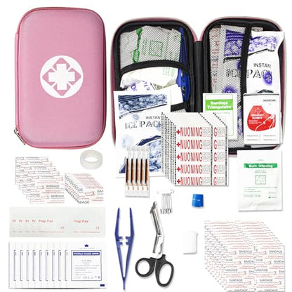 Car-Home Survival First-Aid Kit Emergency-Kit - Pink 273Piece Equipment Travel Supplies First Aid Set Home Essentials Camping Hiking YIDERBO - style: Pink-273Pcs