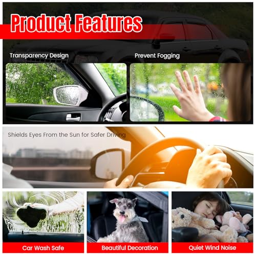 IKON MOTORSPORTS Tape On External Window Visor, Compatible with 1997-2017 Ford Expedition 1998-2017 Lincoln Navigator, Acrylic Smoke Tinted 4PCS Sun Rain Shade Guard Wind Vent Air Deflector