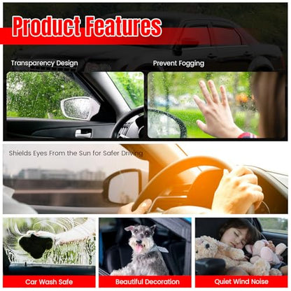 IKON MOTORSPORTS Tape On External Window Visor, Compatible with 2015-2020 Cadillac Escalade ESV Chevy Suburban 2500 1500 GMC Yukon XL, Slim Style Dark Smoke Tint Acrylic Rain Wind Vent Air Deflector