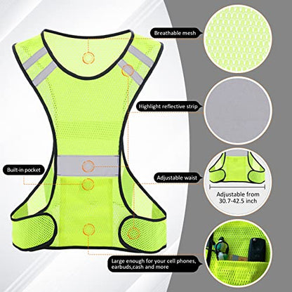 TCCFCCT Reflective Running Vest, High Visibility Running Gear with Large Pocket - color: 2 Pack Mesh Yellow