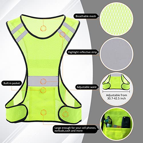 TCCFCCT Reflective Running Vest, High Visibility Running Gear with Large Pocket - color: 3 Pack Mesh Yellow