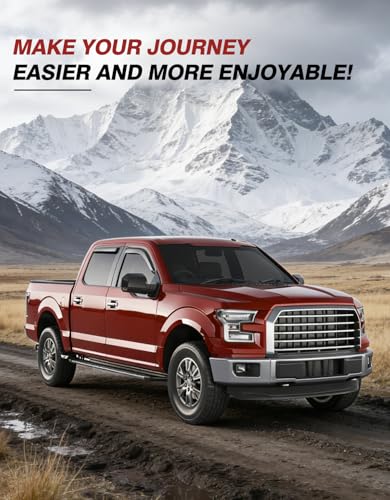 Outside-Mount Window Rain Guards Fit for 2009-2014 Ford F150 F-150 SuperCrew SVT Raptor, Extra Durable Window Visors Wind Deflector Dark Smoke Vent Shades Car Tape-on with Thicker 4PCS - size: Fit for 2009-2014 F150 SuperCrew