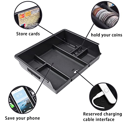 EDBETOS Center Console Organizer Tray Compatible with 2014-2018 Chevy Silverado/GMC Sierra 1500 Accessories 2015-2019 Silverado/Sierra 2500HD/3500HD Compartment Storage,Full Console w/Bucket Seat ONLY - color: Black Trim
