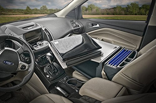 AutoExec Reach Car Desk for Your Vehicle Workstation and Mobile Office, Front Seat, with 400 watt Power Inverter - color: Grey, style: 400 watt Power Inverter