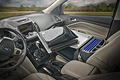 AutoExec Reach Car Desk for Your Vehicle Workstation and Mobile Office, Front Seat, with 400 watt Power Inverter - color: Grey, style: 400 watt Power Inverter