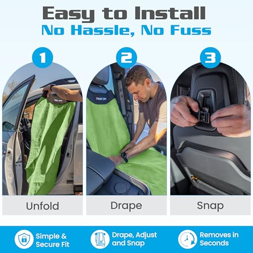 HAPPEGEAR Happeseat Waterproof Car Seat Cover & Protector – Universal Fit Car Seat Towel Cover – Non-Slip Backing, Easy Install & Storage, Machine Washable, Fits Front & Back, Green - color: Green