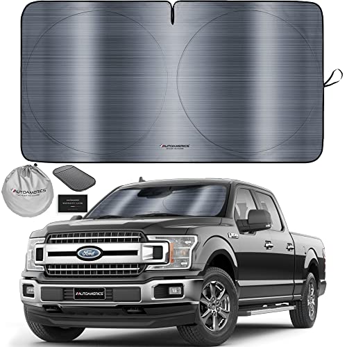 Autoamerics 1-Piece Windshield Sun Shade - Metallic Gray Foldable Car Front Window Sunshade for Most Cars SUV Truck Heat Blocker Visor Protector Blocks Max UV Rays and Keeps Your Vehicle Cool X-Large - color: Metallic Gray, size: X-LARGE = 66 x 36 inches