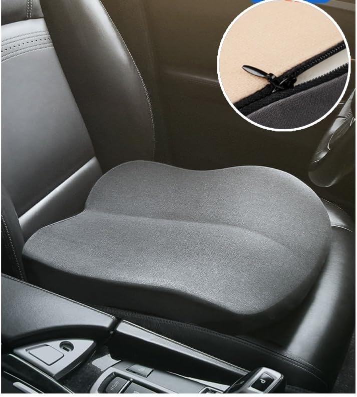 Adult Car Booster Seat Cushion, Car Seat Driver Height Boost Mat Memory Foam Car Seat Cushions Pad Improve Driving View Non-Slip 3D Office Chair Cushion Pressure Relief (Black) - color: Black