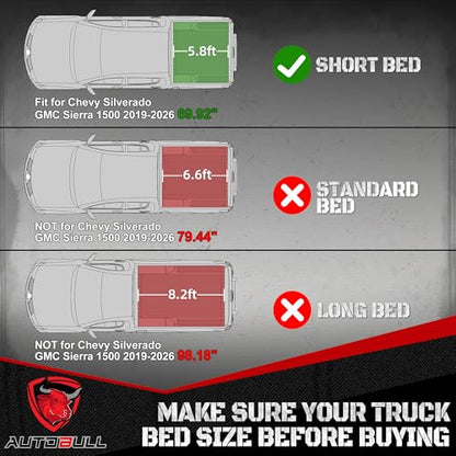 Truck Bed Mat Bed Liner Compatible for 2019-2026 Chevrolet Chevy Silverado 1500 | GMC Sierra 1500 (Only Fit 5.8FT, 69.92" Bed), Not Fit Drop-in Liner - style: 1) 2019-2026 |Slv&Sra 1500 Bed Mat (5.8FT,69.92" Bed)