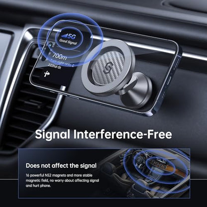SYNCWIRE for MagSafe Car Mount - Kevlar Material Magnetic Phone Holder for Car Dash,360° Rotation Strong Magnets Car Phone Holder Compatible iPhone 17 Pro Max Air 16 15 14 13, MagSafe Car Accessories - style: Kevlar
