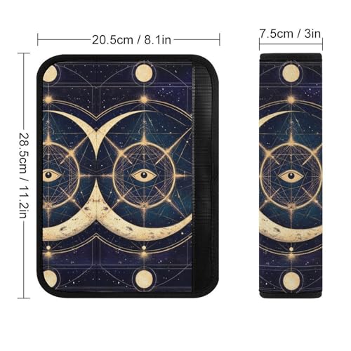 Fashion 2PCS Car Belt Covers, Sacred Geometric Symbol Purple Space Galaxy Stars Mystic Sun Moon Protect Your Shoulders Car Safety Seat Belt Strap - color: Color852