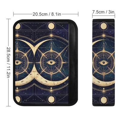 Fashion 2PCS Car Belt Covers, Sacred Geometric Symbol Purple Space Galaxy Stars Mystic Sun Moon Protect Your Shoulders Car Safety Seat Belt Strap - color: Color852