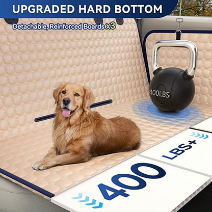 Hard Bottom Car Seat Cover for Dogs, 2025 Upgraded Leather Back Seat Extender Waterproof Dog Car Seat Cover for Back Seat, Non-slip Dog Car Hammock Backseat Pet Cover for Dogs in Car, Support 400LBs
