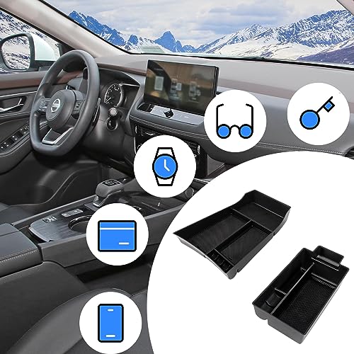 Center Console Organizer Compatible with Nissan Rogue 2021-2025 2026 Armrest Storage Box Insert Tray Interior Secondary Accessories(2PCS Center Console Tray) - size: 2PCS Center Console Tray Set