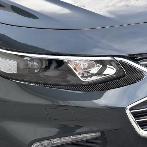 Black Carbon Fiber Compatible with Chevy/Chevrolet Malibu 2016-2024 2017 2018 2019 2020 2021 2022 2023 2024 Accessories Car Headlight Eyelid Eyebrows Cover Exterior Trim Sticker Decal 2pcs - color: Headlight Eyelid Eyebrow