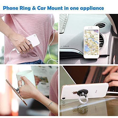 AirFly Phone Finger Ring Holder, 4 in 1, Universal Metal Phone Ring, Table Stand Kickstand, Car Vent Mount, Finger Grip Compatible All Smartphones (Rose) - size: Rose Universal