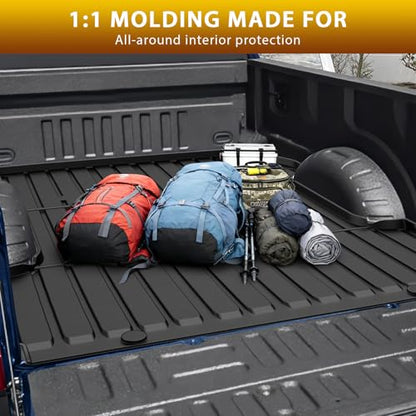 Powerty Floor Mats Truck Bed Mat for 2017-2024 2025 2026 Ford F250/F350/F450 Super Duty Crew Cab Accessories All Weather TPE Custom Fit Truck Floor Bed Liners - size: 3)Ford F250/F350/F450｜17-26｜Truck Combo Set