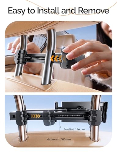 LISEN Car Headrest Tablet Holder - [3 in 1 Extension Arm] Adjustable Tablet Car Mount for Back Seat (4.7-11.9) - size: 4.7-11.9