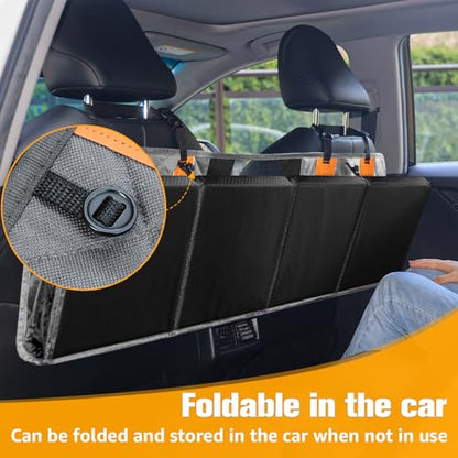 PETICON Back Seat Extender for Dogs, Hard Bottom Dog Car Seat Cover - Supports 400lbs, Rear Seat Pet Cover with Mesh Window, Waterproof Dog Hammock for Car SUV - color: gray