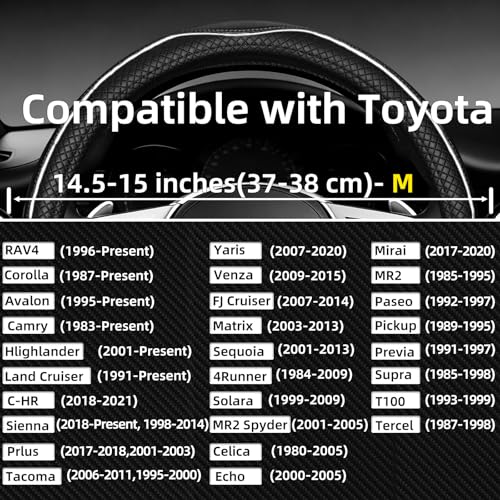 NBTEPEM Customized Auto Car Steering Wheel Cover for Toyota, Microfiber Leather Steering Wheel Covers with Anti-Slip Lining, Breathable, Safety, Soft, Sports Style (Black with White Line) - color: Black with White Line