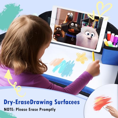 Kids Travel Tray for Car Seat, Toddler Road Trip Essentials With Drawing Kit, Travel Activities Must Haves (Navy Blue-2PCS) - color: Navy Blue-2PCS